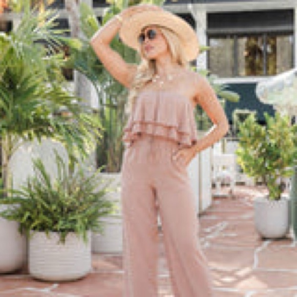 NWOT Sleeveless Ruffle Jumpsuit